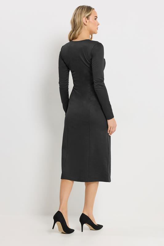 LTS Tall Women's Black Button Wrap Midi Dress | Long Tall Sally 2
