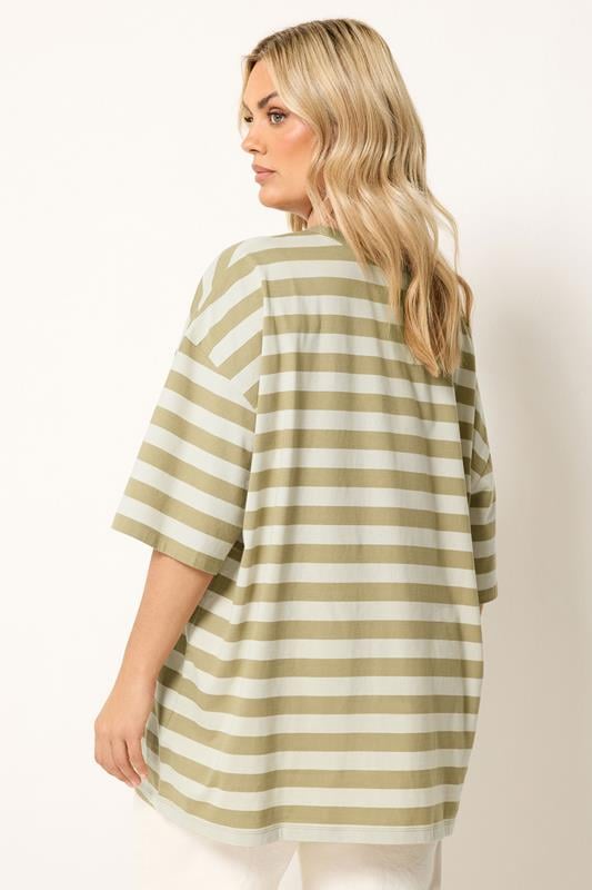 YOURS Plus Size Natural Brown & Cream Boxy T-Shirt | Yours Clothing 2