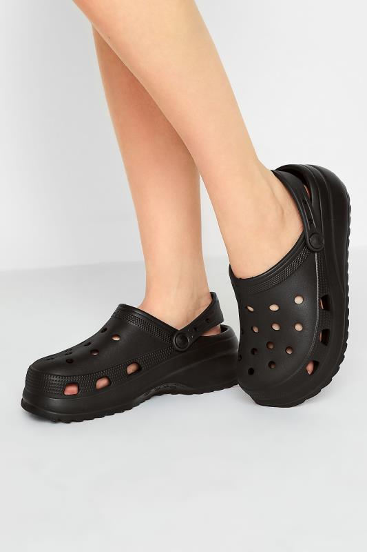 PixieGirl Black Platform Clog Sandal In Standard Fit | PixieGirl 2