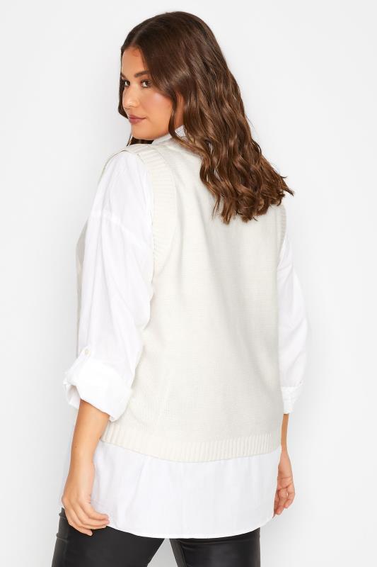 LTS Tall Women's White Cable Knit Sweater Vest Top | Long Tall Sally 3