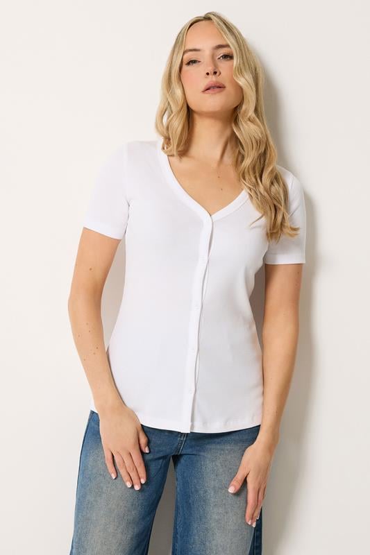  LTS Tall White Button Ribbed T-Shirt