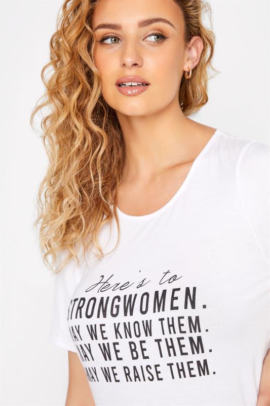 LTS Tall White 'Here's To Strong Women' Slogan T-Shirt_D.jpg