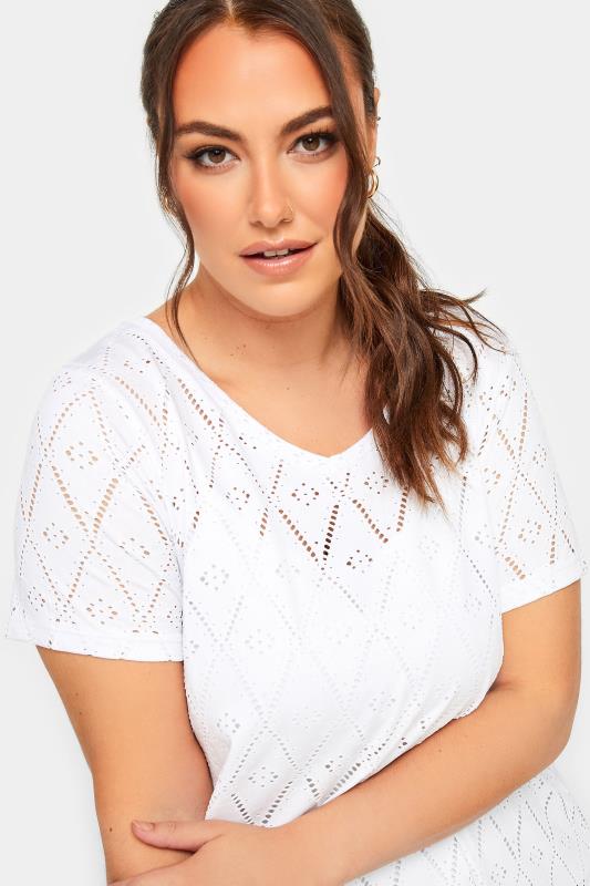 YOURS 2 PACK Plus Size Black & White Broderie Anglaise Swing Tops | Yours Clothing 7