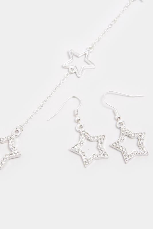 2 PACK Silver Tone Star Pendant Necklace & Earrings | Yours Clothing 3