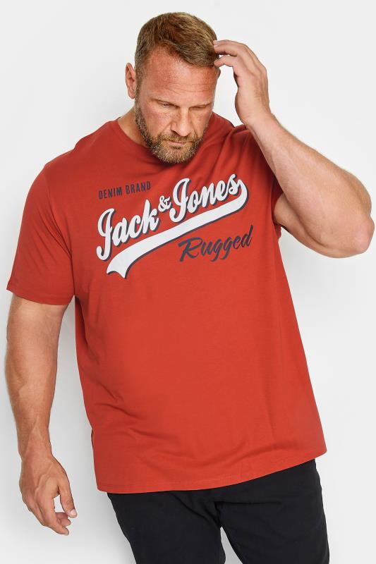 JACK & JONES Big & Tall Orange Logo Slogan T-Shirt | BadRhino  1