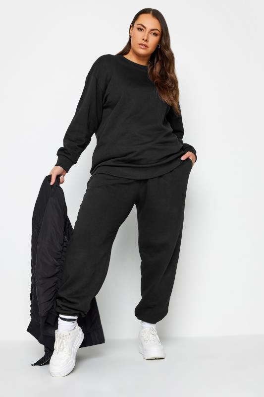 YOURS Curve Black Cuffed Joggers | Yours Clothing 2