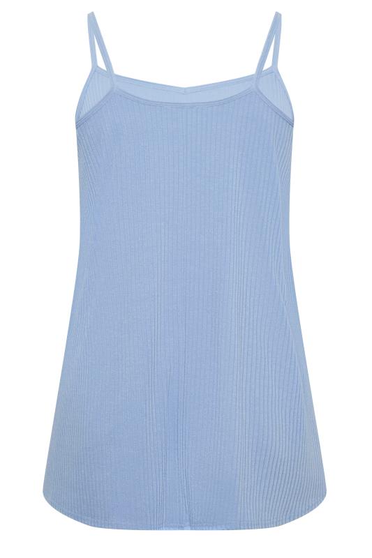 YOURS Curve Plus Size Baby Blue Ribbed Swing Cami Vest Top | Yours Clothing  7