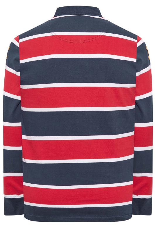 RAGING BULL Big & Tall Navy Blue & Red Stripe Rugby Polo Shirt | BadRhino 4