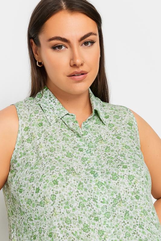 YOURS Plus Size Green Floral Print Sleeveless Blouse | Yours Clothing 4