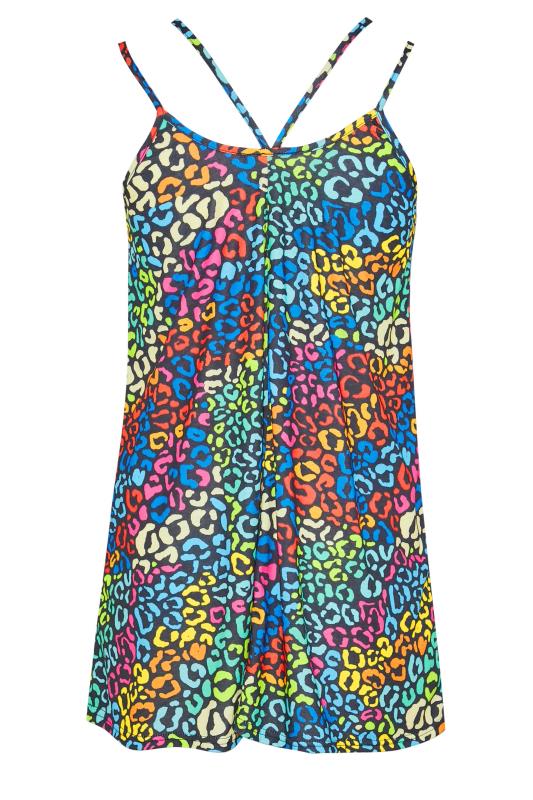 LIMITED COLLECTION Curve Black Rainbow Leopard Print Two Strap Vest Top_Y.jpg