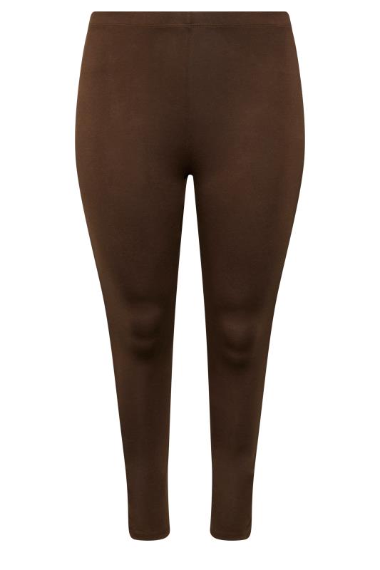 Plus Size Chocolate Brown Soft Touch Stretch Leggings | Yours Clothing 5