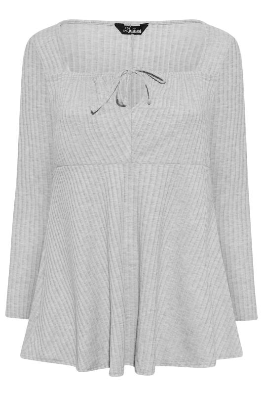 LIMITED COLLECTION Curve Grey Marl Ribbed Square Neck Top 6