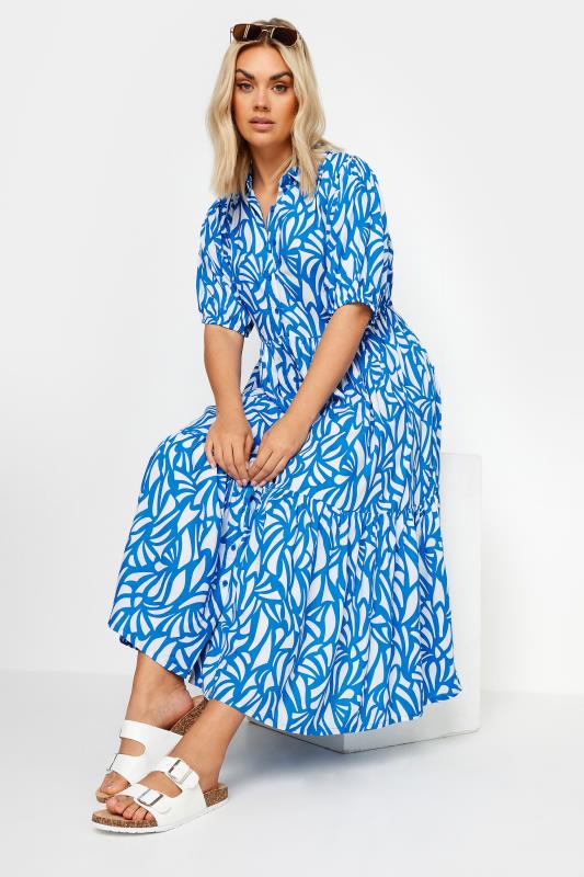 YOURS Plus Size Blue Abstract Print Shirt Dress | Yours Clothing 2