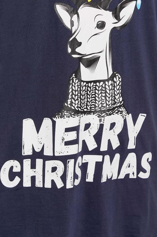 KAM Big & Tall Navy Blue 'Merry Christmas' Rudolph Print T-Shirt | BadRhino 2
