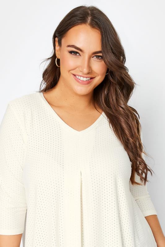 Plus Size White Textured V-Neck Top | Yours Clothing 4