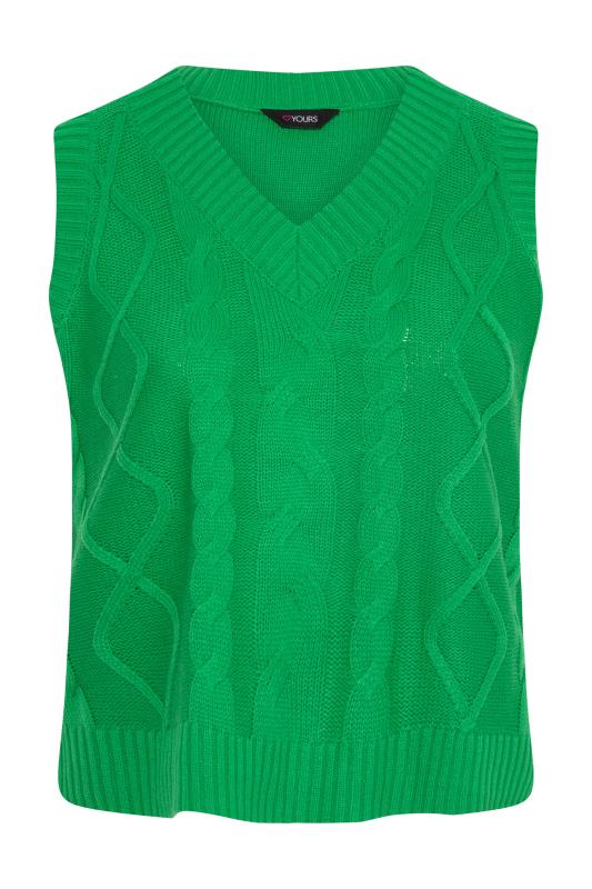 Plus Size Bright Green Cable Knit Sweater Vest Top | Yours Clothing 6