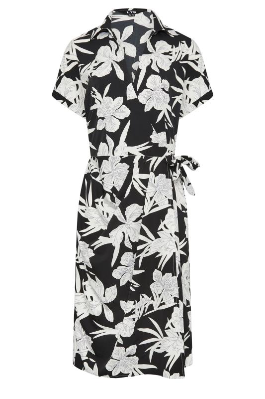 LTS Tall Women's Black Floral Print Shirt Wrap Dress | Long Tall Sally 6