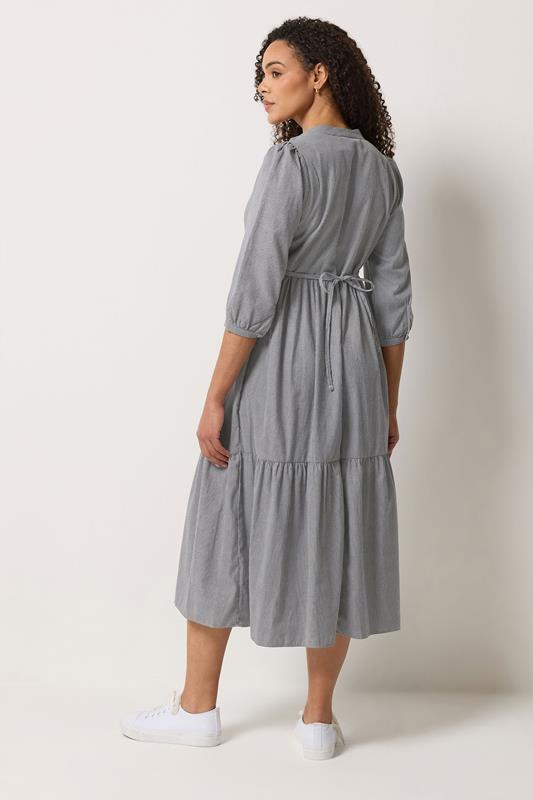 M&Co Grey Fine Stripe Tiered Maxi Dress | M&Co 2