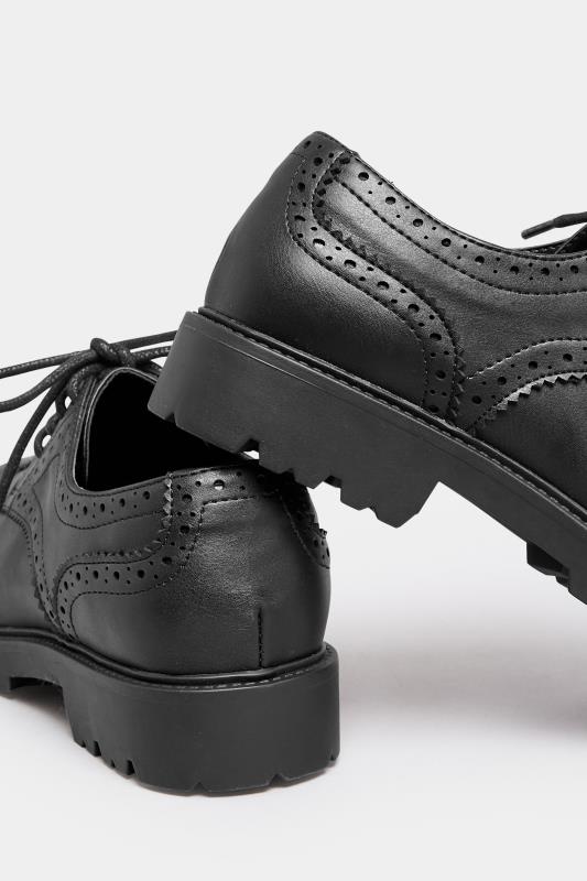 Black Brogue Derby Shoes In Wide E Fit & Extra Wide EEE Fit | Yours Clothing 4