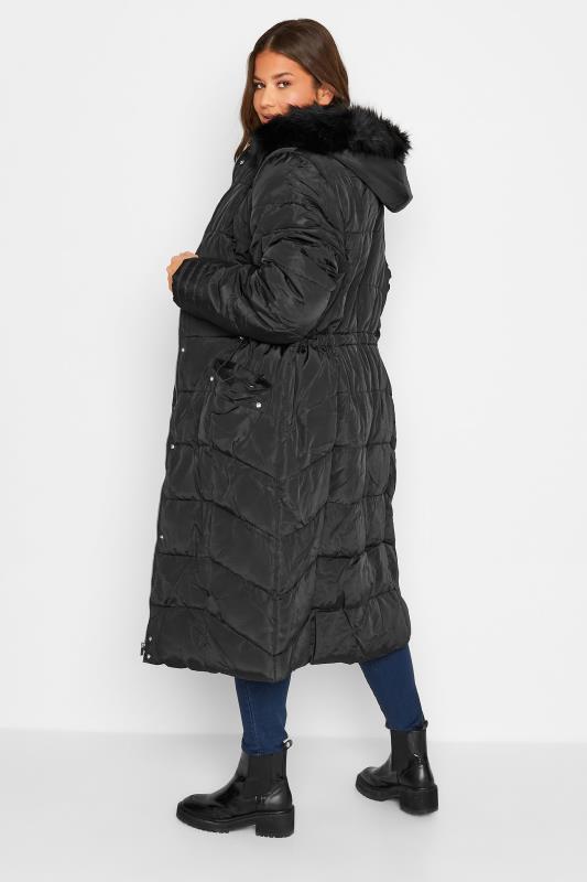 LTS Tall Women's Black Midi Puffer Coat | Long Tall Sally  3