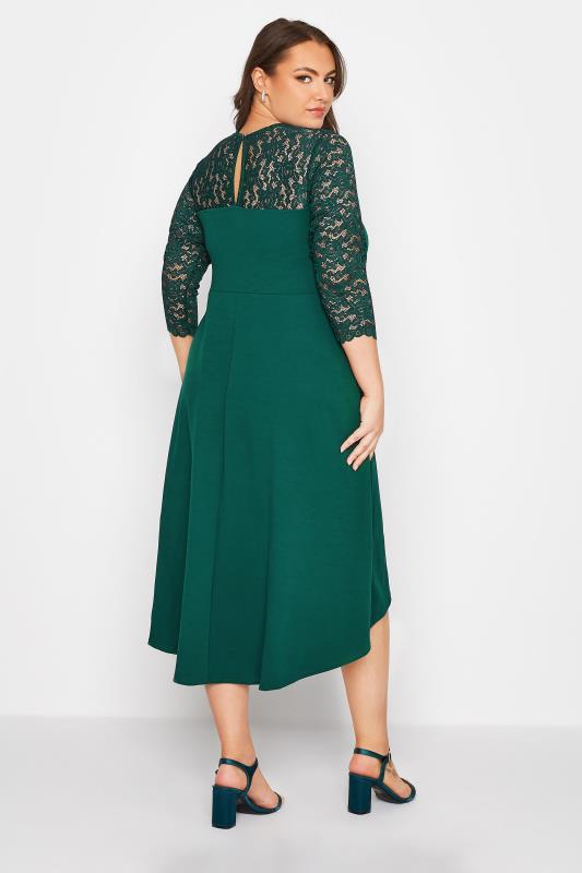 YOURS LONDON Plus Size Emerald Green Lace Sweetheart Midi Dress | Yours Clothing 3