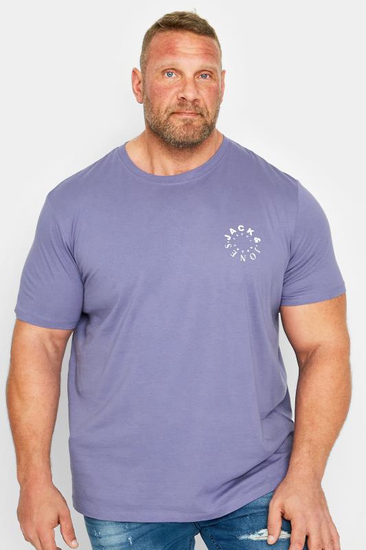JACK & JONES Big & Tall Purple Crew Neck Logo T-Shirt | BadRhino 1
