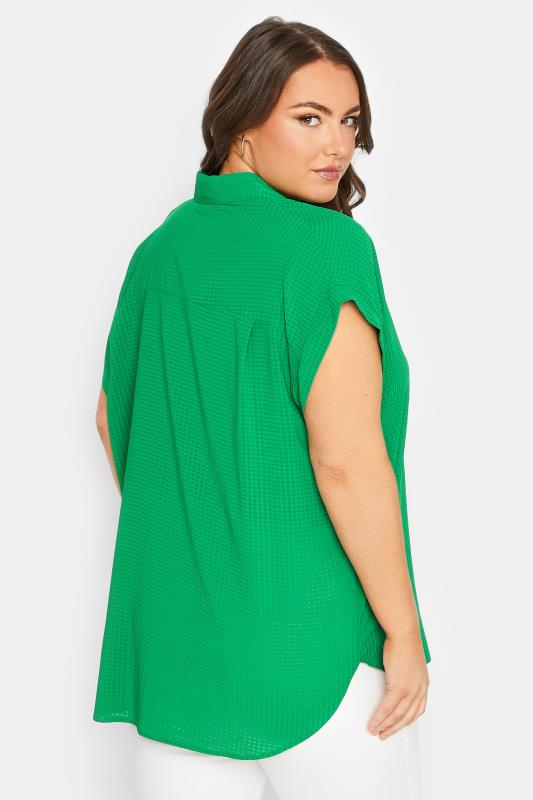 YOURS Curve Plus Size Apple Green Collared Shirt | Yours Clothing  3