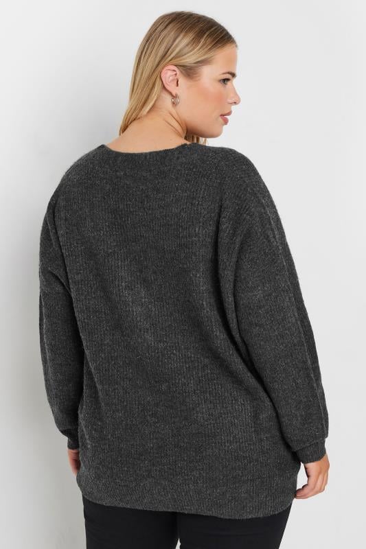 YOURS Plus Size Charcoal Grey Button Through Cardigan | Yours Clothing 3