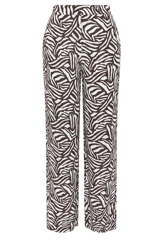 LTS Tall Women's Chocolate Brown Zebra Print Wide Leg Trousers | Long Tall Sally 5