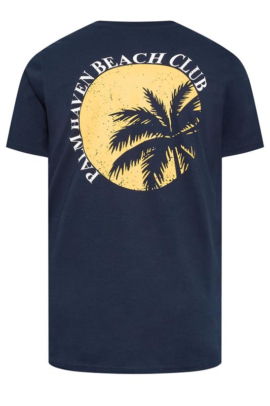 BadRhino Big & Tall Navy Blue Extra Long 'Palm Beach Club' Graphic T-Shirt | BadRhino 7