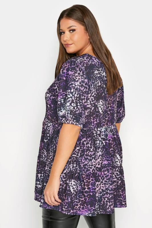 LIMITED COLLECTION Curve Purple Animal Print Tiered Tunic Top 3