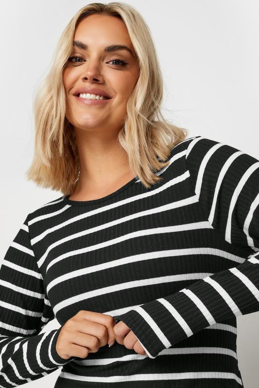 YOURS Plus Size Black Stripe Long Sleeve Maxi Dress | Yours Clothing 4