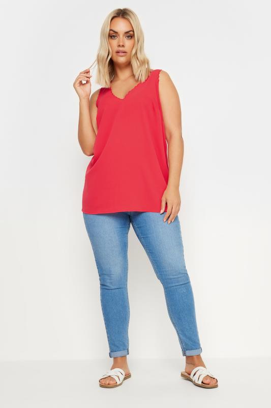 YOURS Plus Size Red Trim Cami Top | Yours Clothing 2