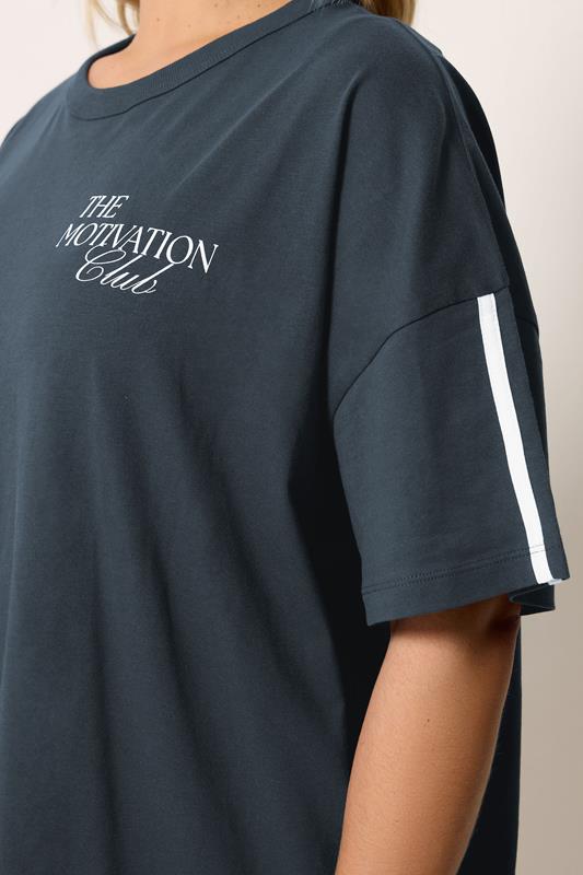 YOURS ACTIVE Plus Size Navy Blue 'The Motivation Club' T-Shirt | Yours Clothing 5