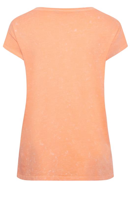 LIMITED COLLECTION Plus Size Orange 'Feelin' Peachy'' Acid Wash T-Shirt | Yours Clothing 9