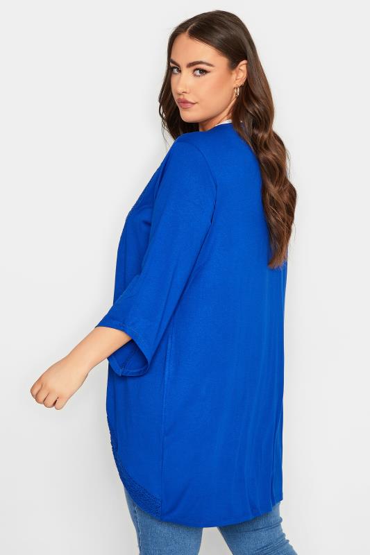 YOURS Plus Size Blue Lace Front Kimono | Yours Clothing 3