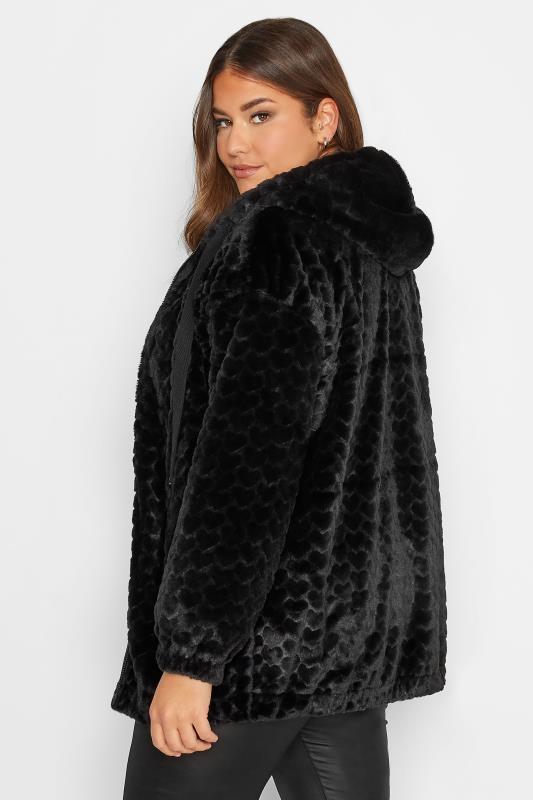 Plus Size  YOURS LUXURY Curve Black Heart Faux Fur Jacket