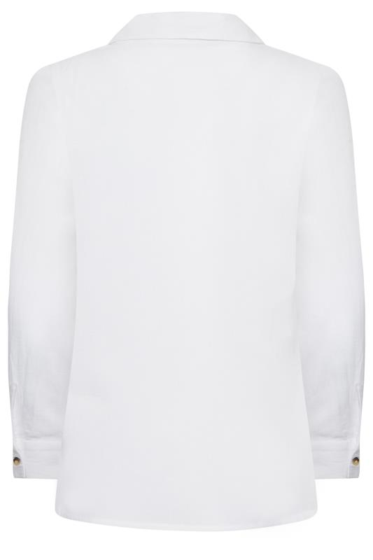 Petite White Linen Blend Shirt  | PixieGirl 7