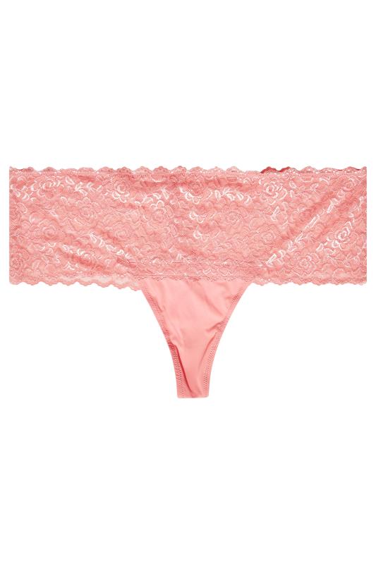 Plus Size Pink Lace Low Rise Brazilian Knickers | Yours Clothing 5