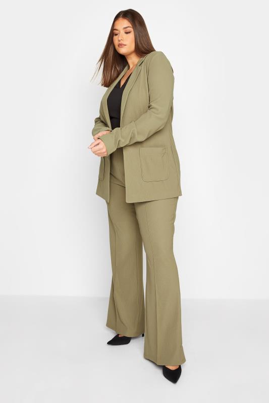 LTS Tall Women's Sage Green Ribbed Blazer Jacket | Long Tall Sally 2
