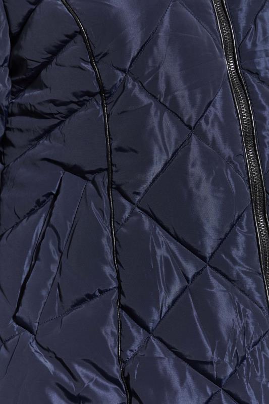 Plus Size Navy Blue Panelled Puffer Jacket | Yours Clothing 5