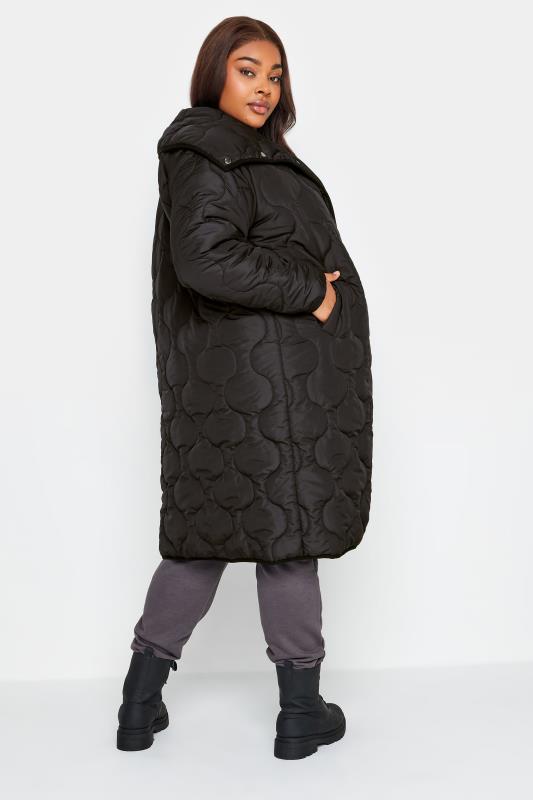YOURS Plus Size Black Quilted Funnel Neck Coat | Yours Clothing 5