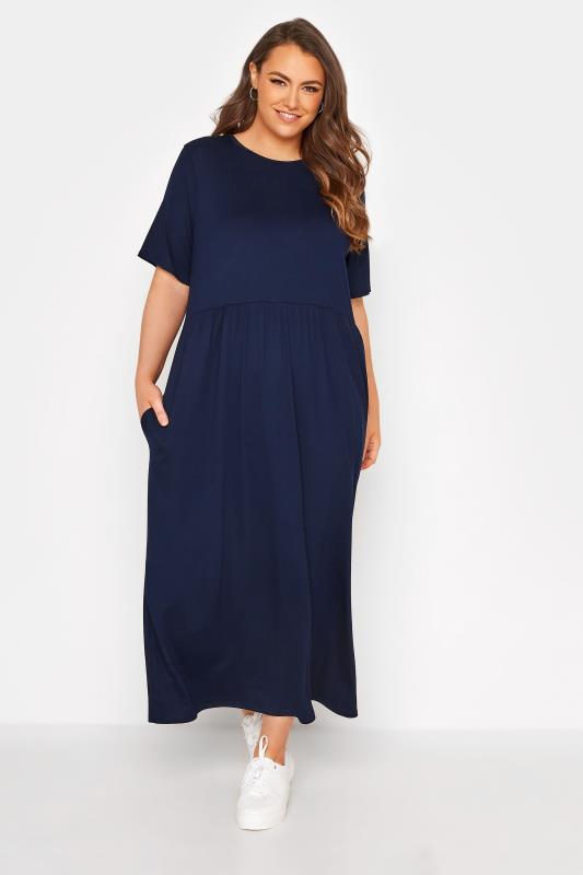 LIMITED COLLECTION Curve Navy Throw On Maxi Dress_A.jpg