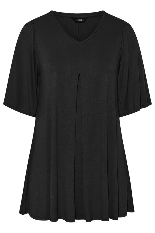 Plus Size Black Pleat Angel Sleeve Swing Top | Yours Clothing 7