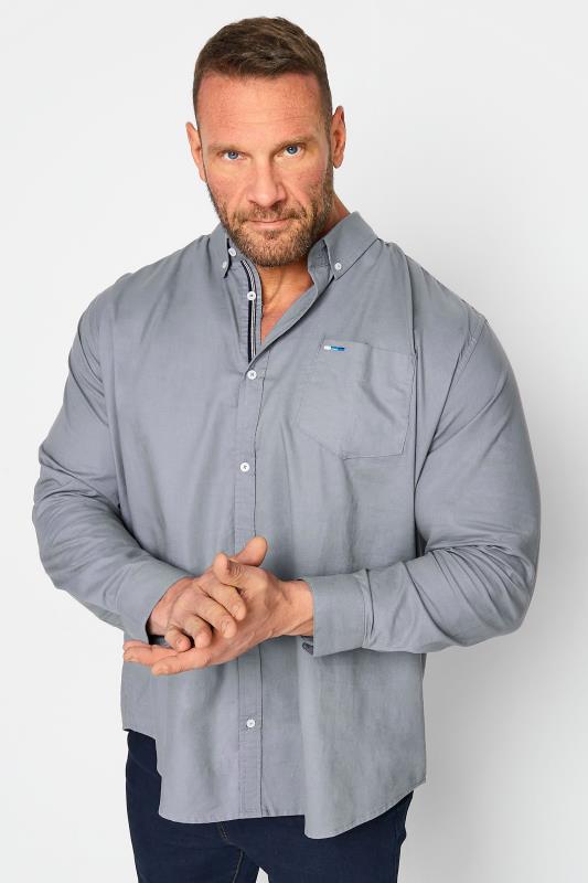 BadRhino Big & Tall Grey Long Sleeve Oxford Shirt | BadRhino 1