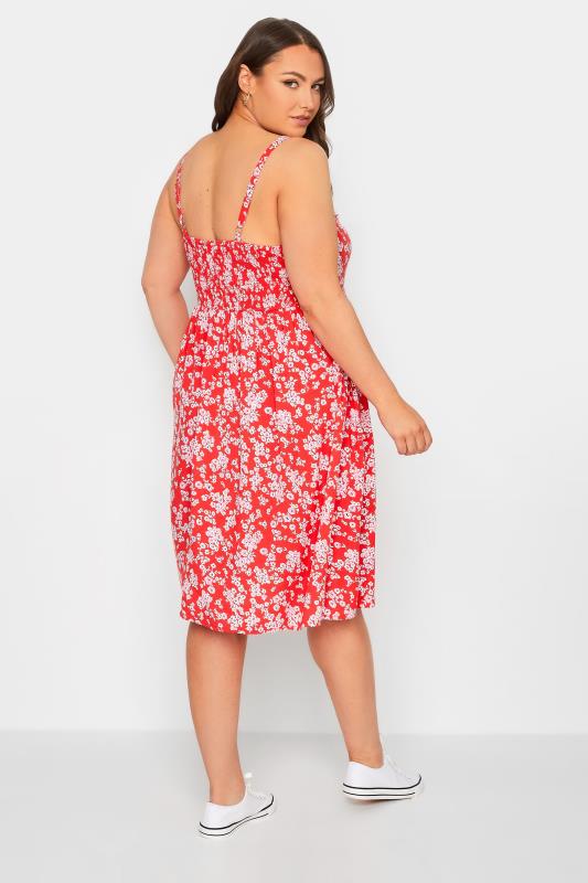 YOURS Curve Plus Size Red Floral Sundress | Yours Clothing  3