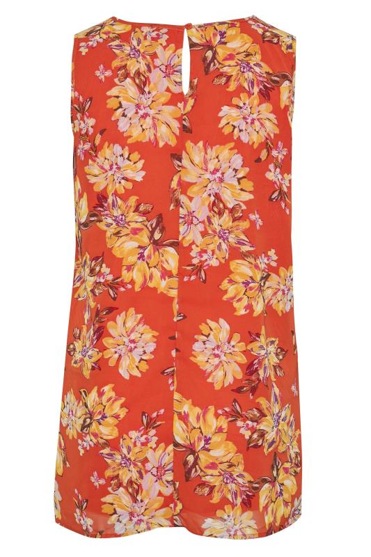 Curve Red Floral Print Pleat Front Sleeveless Blouse 7