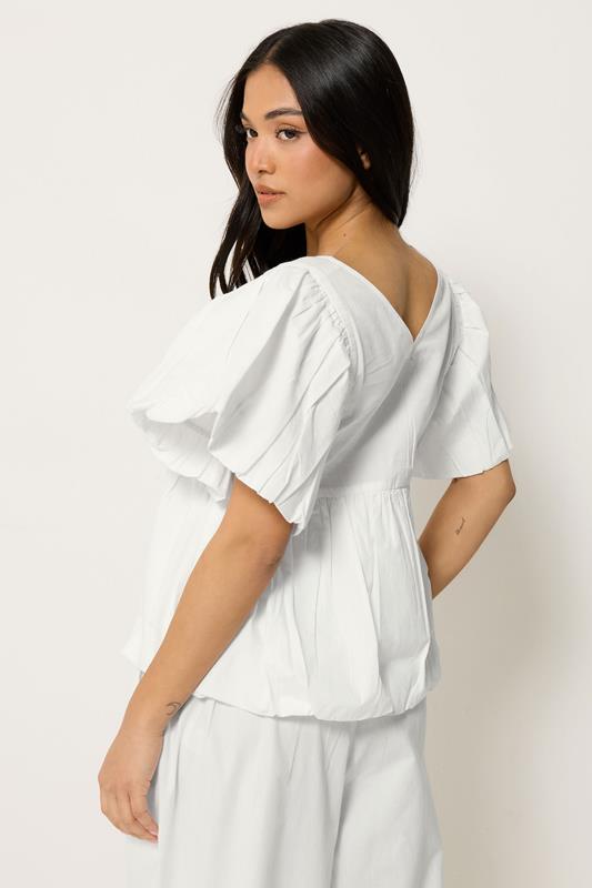 PixieGirl Petite Women's White Cotton Puff Sleeve Top | PixieGirl 2