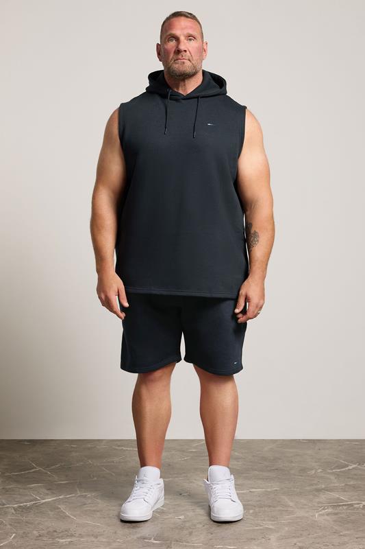 BadRhino Big & Tall Navy Blue Sleeveless Hoodie & Short Set | BadRhino 1