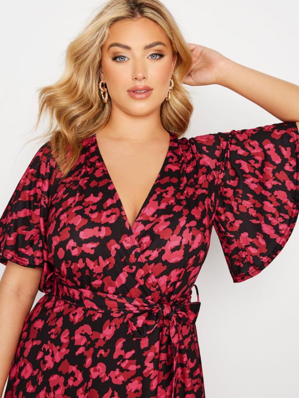 YOURS LONDON Plus Size Red Animal Print Wrap Dress | Yours Clothing 4